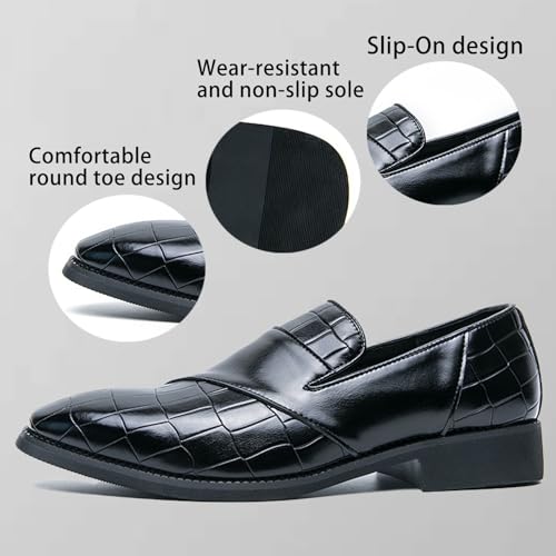Men's Classic Leather Low Heel Oxford Loafers Comfortable Pointed Toe Low-top Smoking Slip On Dress Shoes for Working Driving Party3