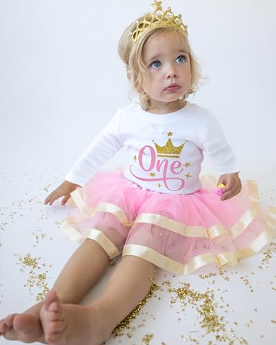 Image of Luke and Lulu First Birthday Outfit Girl - 1st Birthday Princess Crown Tutu Set