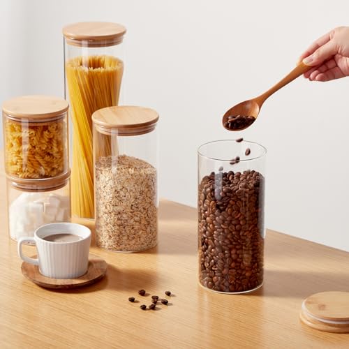 Spreccio Glass Food Storage Jars with Lids[Set of 3], Perfect for Pasta, Cookies, Nuts, Coffee, Cereal, Flour, and More, Organize Your Kitchen and Pantry with these BPA-Free Glass Canisters - Thumbnail 5