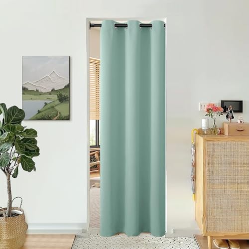 BGment Frosty Green Door Curtain 80 Inch Length for Doorway, Bedroom Closet Curtain, Privacy Thermal Insulated Blackout Grommet Room Divider for Room Separation, 1 Panel, 42 Inch Wide
