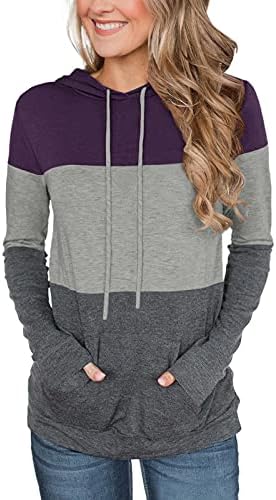 Berryou Color Block Casual Hoodies for Women Long Sleeve Drawstring Pullover Sweatshirts with Pocket Tunic Tops 1 Berryou Color Block Casual Hoodies for Women Long Sleeve Drawstring Pullover Sweatshirts with Pocket Tunic Tops
