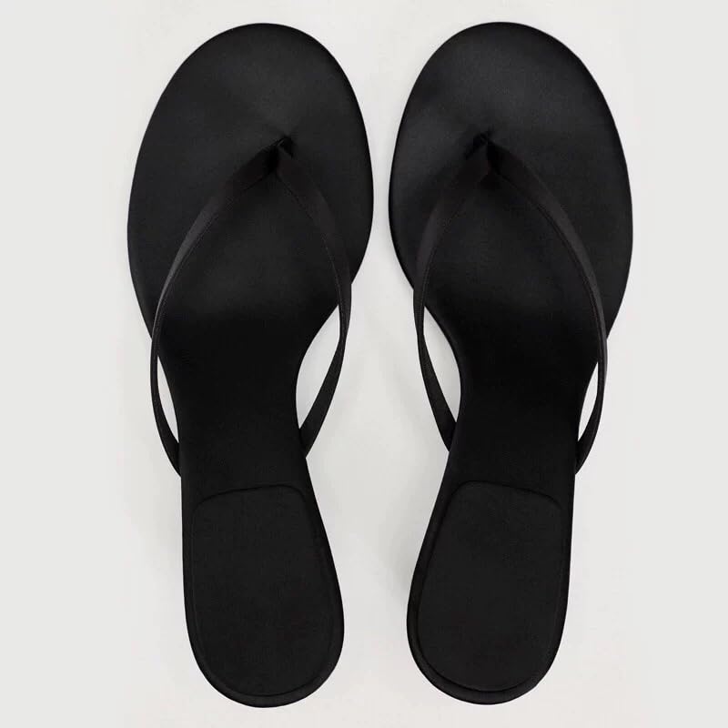 SAFECAMS Women's Kitten Heels Thong Sandals Round Open Toe Flip Flops Comfortable Summer Low Heeled Sandals3