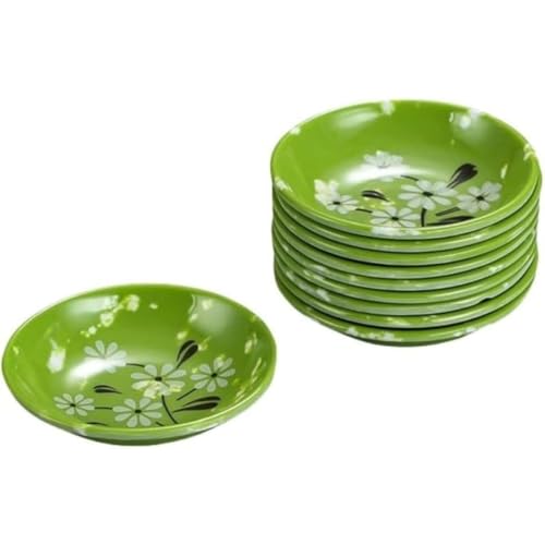 AOCIR 醤油皿10個セット お醤油皿や薬味皿 和食器 豆皿 小皿 前菜皿 漬物皿 ミニボウル 調味料皿 副菜鉢 食洗器対応 電子レンジ対応 (9,8.8 cm)