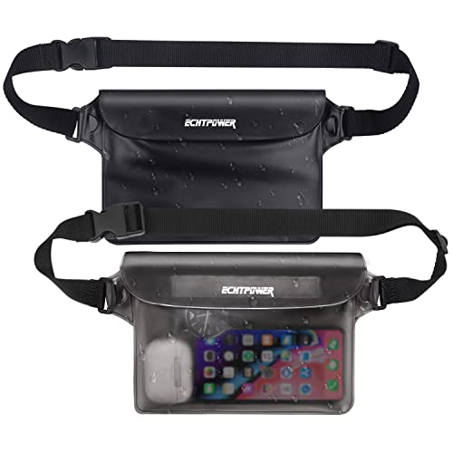 ECHTPower Waterproof Pouch Bag 2-Pack Waterproof Dry Bag with Adjustable Waist Strap for Swimming Rafting Kayaking Boating Camping Hiking Fishing