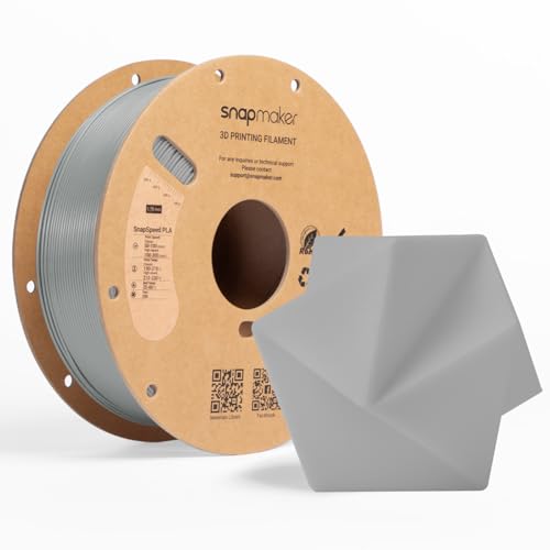 Image of Snapmaker PLA Basic Filament 1.75mm, Snapspeed 3D Printer Filament for Up to 300mm /s High Speed Printing,Dimensional Accuracy + /- 0.02 mm,Clog-Free for Most FDM Printers,1kg Spool (2.2lbs) (Grey-RFID)