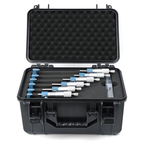 Image of HDLNKAK 0-6 inch Outer Diameter Micrometer Set, 6-Piece high-Precision Micrometer Tool Set, Equipped with 0.0001 inch Scale and Tungsten Carbide tip, Comes with a Sturdy Portable Carrying case.