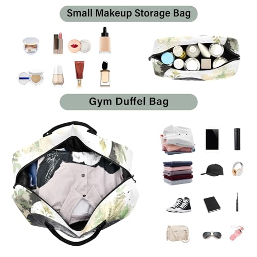 Large Travel Duffel Bag, Watercolor Black Snake Sports Tote Gym Bag, Shoulder Weekender Overnight Bag for Women Men, Carry On Luggage with Toiletry Bags4