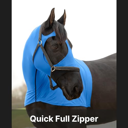 Image of RESISTANCE Premium Horse Hood Full Zipper with Face & Forelock Saver - Horse Sleazy Slickers and Horse Care Sheet