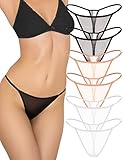 Women's See Through Lace Thong Underwear Pack of 6 G-strings Sexy Low Waisted Panties