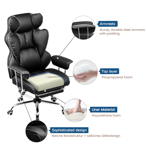 GTPLAYER Sedia Gaming Ergonomica Sedia da Gaming Reclinabile Sedia Ufficio con Poggiapiedi Sedia Gamer Schienale Regolabile per Lavoro e Gioco Nero - Immagine 2