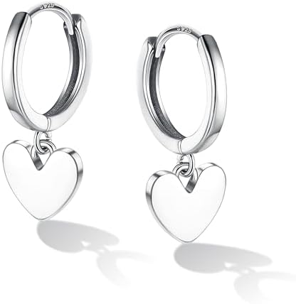 Chriscoco 𝐒𝟗𝟐𝟓 𝐒𝐭𝐞𝐫𝐥𝐢𝐧𝐠 𝐒𝐢𝐥𝐯𝐞𝐫 Heart Hoop Earrings for Women Girl...