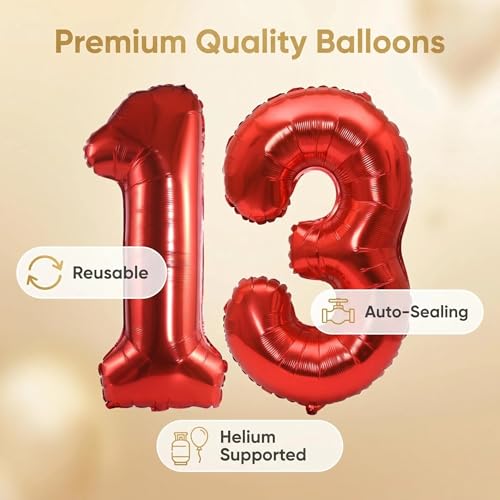 Image of YPSelected 32 Inch Large Foil Helium Number Balloon Birthday Wedding Party 0-9 (Red, 3)