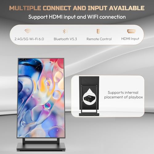 Image of 43 inch Digital Signage Display Kiosk, 4K UHD Anti-Glare LCD Advertising Screen, Portable Floor Standing Auto AD Player Android14 App-Based Control with USB /HDMI /WiFi, Bluetooth 5.3