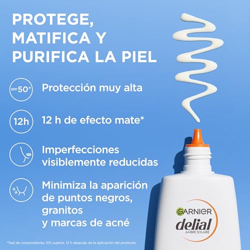 Garnier Delial Super UV Niacinamida Fluido Anti-imperfecciones con [Niacinamida + Ácido Salicílico + Zinc PCA]. Muy Alta Protección FPS 50+. Acabado invisible y no graso. 40 ml - imagen 2