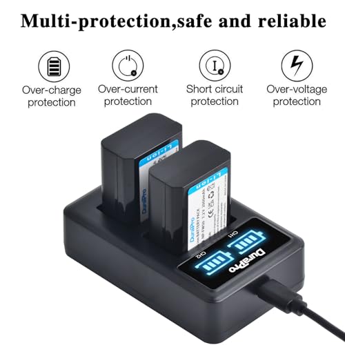 DuraPro 2X NP-FW50 Akku + LED USB Dual Ladegerät für Sony Alpha7 7ii 6500 6400 6300 6000 5100 SLT A55V A33 A35 A37 NEX-7 NEX-6 NEX-F3 NEX-3 NEX-5 NEX-5N NEX-5T Kamera