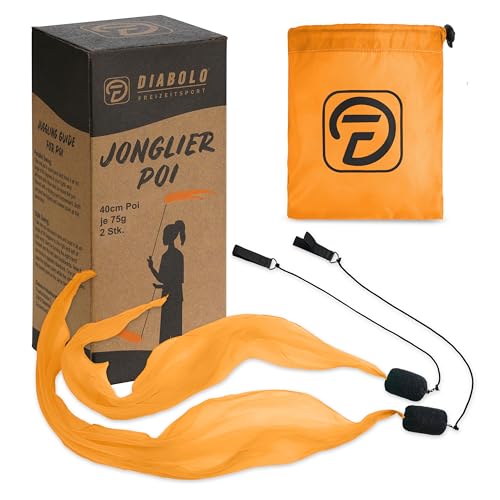 Diabolo Freizeitsport 40cm UV leucht Poi in Orange - Angel Wings Spinning Pois. Spiral Pois Soft-Pois für Kinder - geeignet für Anfänger und Profis