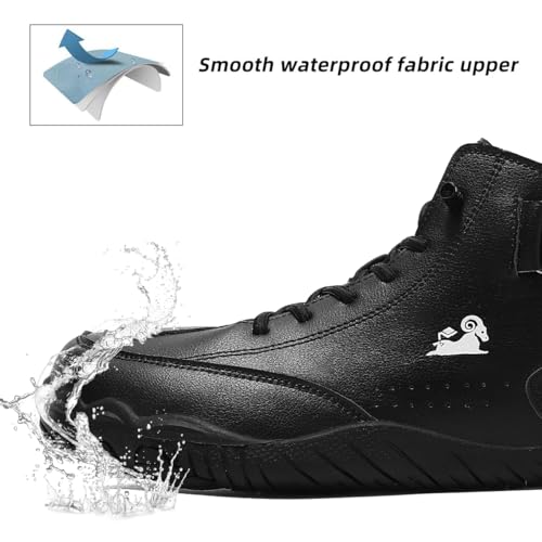 Womens Mens Barefoot Boots Shoes,High Top Wide Toe Box Zero Drop Minimalist Hiking Boots,Unisex Snow Boots Winter Shoes With Warm Fur,Waterproof Anti-Slip 38-45EU4