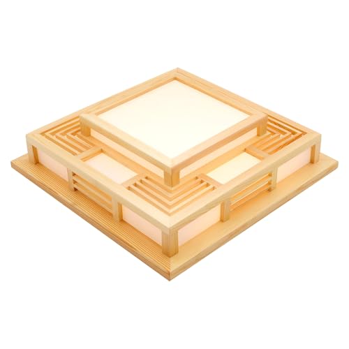 Plafonnier LED japonais carré en bois 45cm dimmable pour salon
