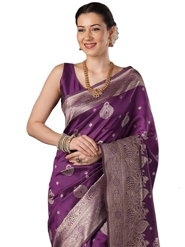 Image of AKHILAM Women's Kanjivaram Pure Soft Silk Saree For Women Saree With Unstitched Blouse Piece |Soft banarasi saree for women|silk saree pure silk
