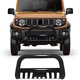 AutoForever Bull Bar Compatible with 2005-2015 Toyota Tacoma 3' Front Bumper Bull Bar Grill Guard Stainless Steel Black Tubing Brush Push Bar with Skid Plate