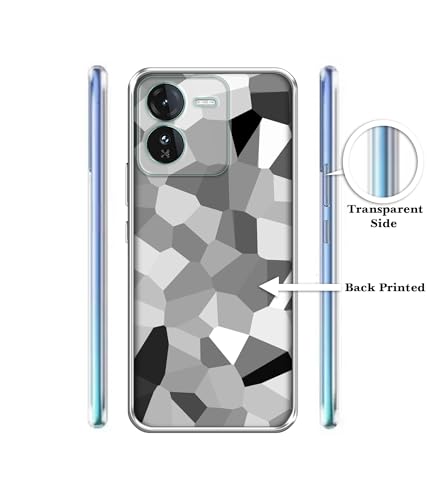 Image of Black & White Mathematical Shape Design Printed Silicon Soft TPU Back Case Cover for iQOO Z9 5G