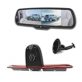 Dolphin Automotive Dual Lens Brake Light Reversing Camera with Mirror Monitor Kit for Mercedes-Benz Sprinter (2007-Current) & VW Crafter (2007-2015) Rear View Backup Camera AHD 720P (Suction Mount)