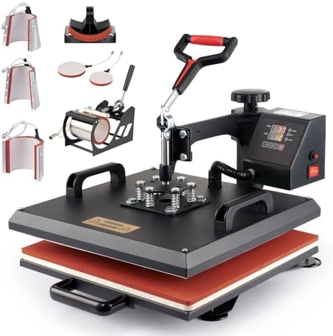 CREWORKS 8 in 1 38X38CM Heat Press Dual Digital Control 360 Degre...