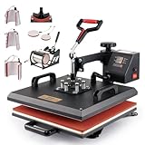 CREWORKS 8 in 1 38X38CM Heat Press Dual Digital Control 360 Degree Swivel Heat Press Machine Multipurpose Combo Kit Sublimation Heat Press Machine for T Shirts, Mug, Hat, Plate, Cap (38x38cm 8in1)