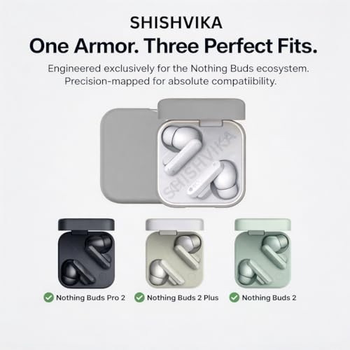 Image of SHISHVIKA Case Cover Compatible for CMF by Nothing Buds Pro 2 / Buds 2 Plus /Buds 2 (Grey, R - Pin)