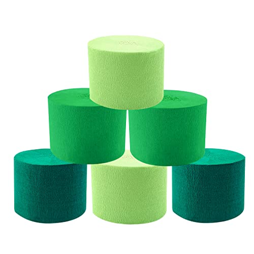 Tkejzu Green Crepe Paper Streamer 492 Feet 6 Rolls Green Crepe Streamers Spring Party Backdrop Decor For Green Theme Birthday Wedding Baby Shower Irish Lucky Day Hanging Party Decoration #TOP1