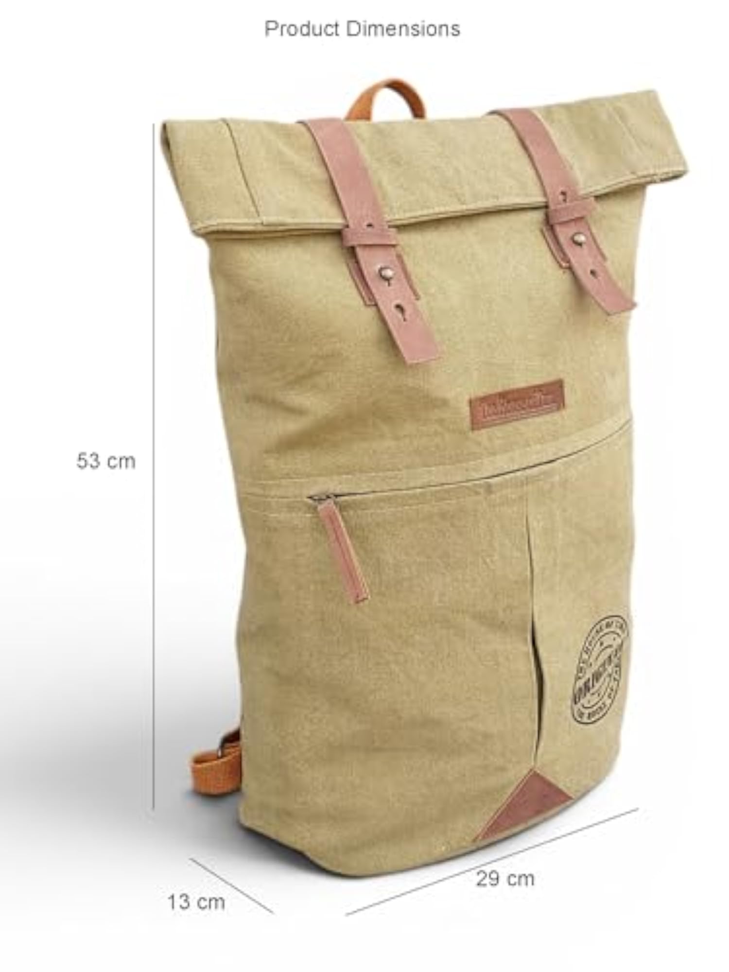 Canvas Backpack for Men and Women, Casual Roll Down Design