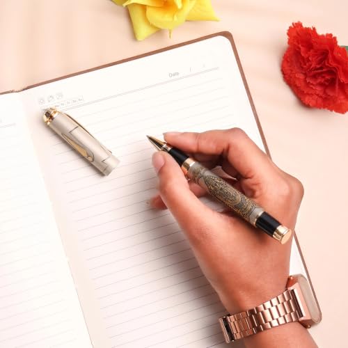 Image of Stylish Engraved Metal Pen, Gift for Office Use (Tirupati Balaji), Ink Color-Blue