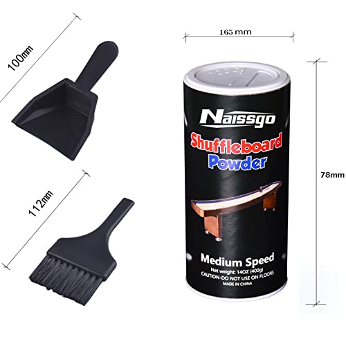 Naissgo 2 Pack Shuffleboard Wax Powder Set with Mini Dustpan and Mini Brush and Shuffleboard Brush