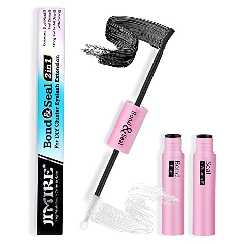 JIMIRE Lashes Adhesive Bond& Seal for DIY Cluster Individuals False Eyelashes Strong Hold Waterproof Lash Glue for 72 Hours Latex-free Long Lasting for Sensitive Eyes Cover