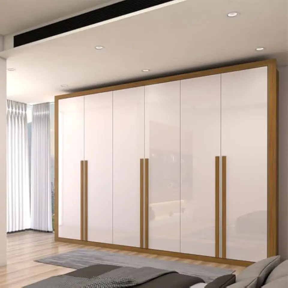 Guarda-Roupa Casal Classic 6 Portas e 6 Gavetas Fabricado em 100% MDF, Móvel de Quarto Espaçoso, Design Moderno e Alta Durabilidade (Bege,Moderno)