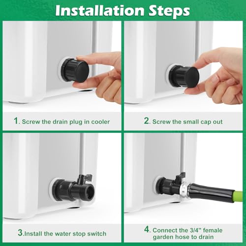 WADEO Cooler Drain Plug Hose Connection Kit with 6FT Garden Leader Hose and Shut Off Valve for Yeti Cooler, Yeti Tundra Cooler, Roadie Cooler, Tank Cooler and Rtic 20QT, 45QT, 65QT Cooler - Thumbnail 6