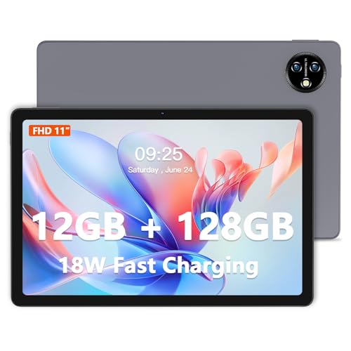 PRITOM 11 inch Android 13, 4G Phone Tablet, 12GB(6+6GB Expand),128 GB ROM, 8000mAh, Octa-Core, FHD, 8.0 MP+13.0 MP Rear Camera, Wi-Fi, Bluetooth, Tablet PC(Gray) with protective Case