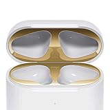 elago AirPods 2 Dust Guard (Gold, 1 Set) Dust-Proof Metal Cover, Luxurious Finish, Must Watch Installation Video - Compatible with Apple AirPods 2 Wireless Charging Case[US Patent Registered]