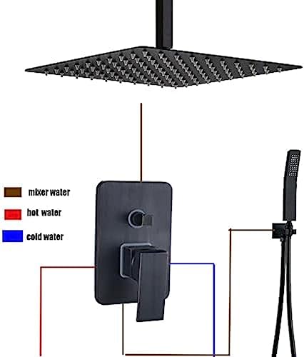 Système de douche noire avec ciel de pluie pour une routine spa - 3
