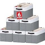 Criusia Closet Organizers and Storage Baskets - 6 Pack Shelf Organizer Bins with Handles - Clothes Storage Bins for Bedroom Nursery Home Closet Organization - Blanket Toy Storage Organizer