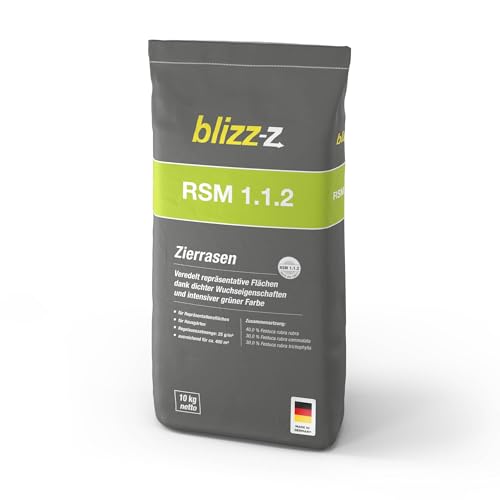 blizz-z RSM 1.1.2 edler Zierrasen 10 kg Sack für ca. 400 m² | dichter, feinblättriger Rasen für Hausgärten, Repräsentationsflächen in Profiqualität | Made in Germany