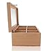 ALG Collections Tea Storage Box with 8 Adjustable Compartments and Glass Lid, 12 x 7 x 4–Inches (Natural Wood)