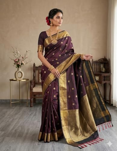 Generic brown kanjivaram silk saree – image 7