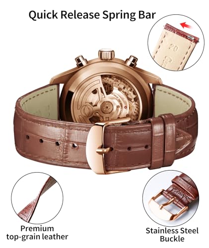 Image of BINLUN Leather Watch Band Genuine Calfskin Replacement Watch Strap Quick Release Crocodile Pattern 10 Colors 13 Sizes for Men Women(10mm,12mm,14mm,16mm,17mm,18mm,19mm,20mm,21mm,22mm,23mm,24mm)
