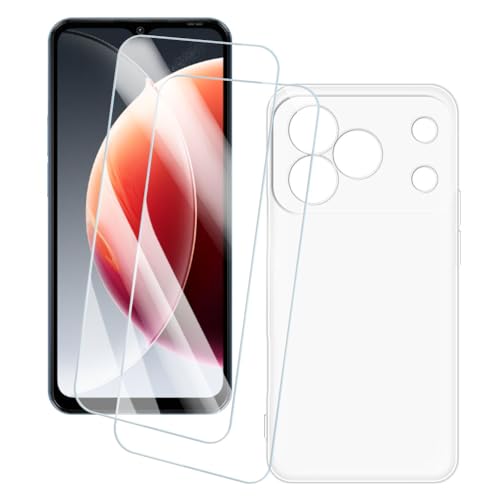 OAGELIM 2�Z�b�g �X�N���[���v���e�N�^�[ + �P�[�X Blackview Wave 7C (6.56 �C���`) �Ƃ̌݊������� �A�[�e�B�X�e�B�b�N�J�X�^���v�����g�J�o�[�Ƌ����K���X�t�B���� �X�N���b�`�h�~ (����)