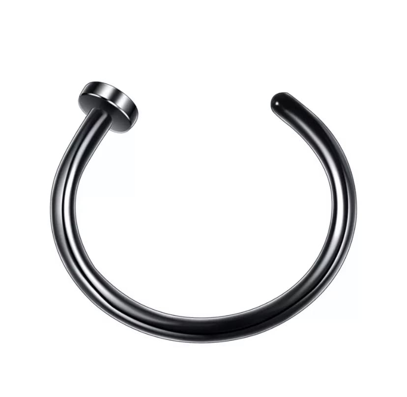 Black 8mm titanium open nose ring