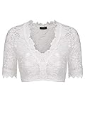 Parabler Damen Dirndlbluse Spitze Dirndl Bluse Weiß Trachten Bluse Kurzarm/Halbarm