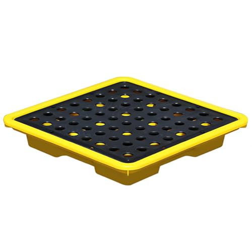 WXPXYBF Chemical Resistant Spill Tray With Removable Grid, Bund Containment Pan For Oil Drums & Lab Use, Stackable Drip Pallet 49x35x9.5cm