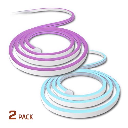 Image of Energizer Smart 2pk Neon LED Light Strips, 20 Ft RGBW Wi-Fi LED Rope Light, Water Resistant for Outdoor & Indoor, Compatible with Alexa Google Home & Siri, Voice & Remote Control, Flexible, Dimmable
