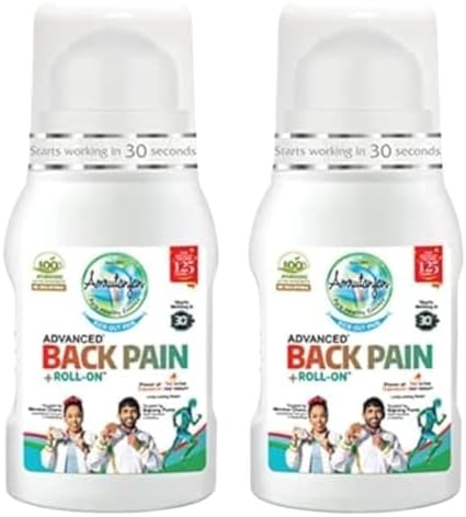 Amrutanjan Advanced Back Pain+ Roll-On – 50 ml | Back Pain| Muscle pain| Ortho Pain| Joint Pain| 100% Ayurvedic | Starts working within 30 seconds